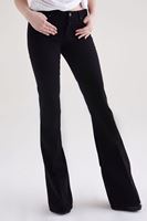 Bayan Siyah İspanyol Paça Düşük Bel Pantolon