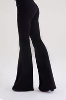 Bayan Siyah İspanyol Paça Düşük Bel Pantolon