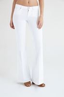 Bayan Beyaz İspanyol Paça Düşük Bel Pantolon