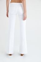 Bayan Beyaz İspanyol Paça Düşük Bel Pantolon