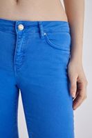 Bayan Mavi Düşük Bel Slim Paça Pantolon