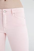 Bayan Pembe Düşük Bel Slim Paça Pantolon