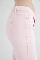 Bayan Pembe Düşük Bel Slim Paça Pantolon