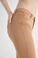Bayan Kahverengi Düşük Bel Slim Paça Pantolon