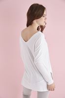 Bayan Beyaz V Yaka Yanları Yırtmaçlı Tişört