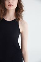 Bayan Siyah Uzun Yırtmaçlı Bluz