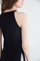 Bayan Siyah Uzun Yırtmaçlı Bluz