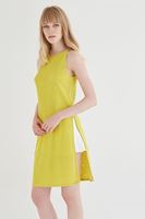 Bayan Sarı Uzun Yırtmaçlı Bluz