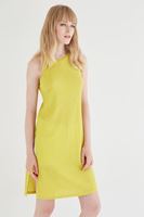 Bayan Sarı Uzun Yırtmaçlı Bluz