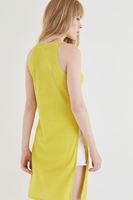 Bayan Sarı Uzun Yırtmaçlı Bluz