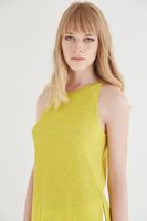 Bayan Sarı Uzun Yırtmaçlı Bluz