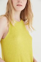 Bayan Sarı Uzun Yırtmaçlı Bluz