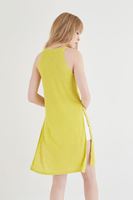 Bayan Sarı Uzun Yırtmaçlı Bluz