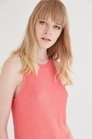 Bayan Pembe Uzun Yırtmaçlı Bluz