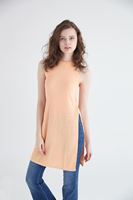 Bayan Turuncu Uzun Yırtmaçlı Bluz