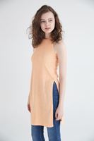 Bayan Turuncu Uzun Yırtmaçlı Bluz