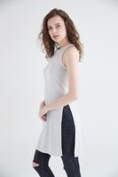 Bayan Krem Uzun Yırtmaçlı Bluz