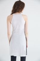 Bayan Krem Uzun Yırtmaçlı Bluz