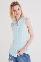 Bayan Mavi Kolsuz Gömlek