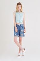 Bayan Mavi Kolsuz Gömlek