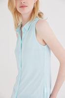 Bayan Mavi Kolsuz Gömlek