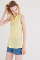 Bayan Sarı Kolsuz Gömlek