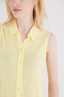 Bayan Sarı Kolsuz Gömlek