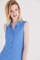 Bayan Mavi Kolsuz Gömlek