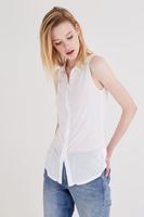 Bayan Beyaz Kolsuz Gömlek