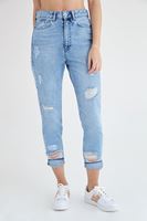 Bayan Mavi Yüksek Bel Jean