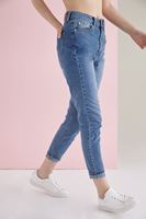 Bayan Mavi Yüksek Bel Jean