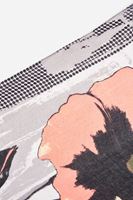 Bayan Gri Çiçek Desenli Şal