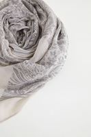 Bayan Krem Desenli İnce Şal