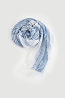 Bayan Mavi Desenli İnce Şal