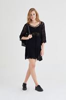 Bayan Siyah Bağcık Detaylı Örme Elbise