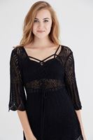 Bayan Siyah Bağcık Detaylı Örme Elbise