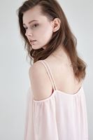 Bayan Pembe Dökümlü Delik Detaylı Bluz