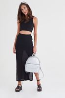 Bayan Siyah Tül Detaylı Kısa Üst