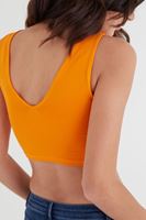 Bayan Turuncu Tül Detaylı Kısa Üst