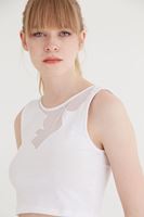 Bayan Beyaz Tül Detaylı Kısa Üst