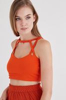 Bayan Turuncu Çapraz Askı Detaylı Büstiyer