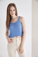 Bayan Mavi Askılı Croptop