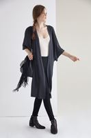 Bayan Siyah Dökümlü Uzun Hırka