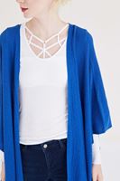 Bayan Mavi Dökümlü Uzun Hırka