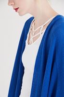 Bayan Mavi Dökümlü Uzun Hırka