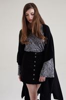 Bayan Siyah Dökümlü Uzun Hırka