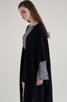 Bayan Siyah Dökümlü Uzun Hırka