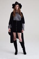 Bayan Siyah Dökümlü Uzun Hırka