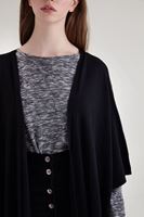 Bayan Siyah Dökümlü Uzun Hırka