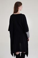 Bayan Siyah Dökümlü Uzun Hırka